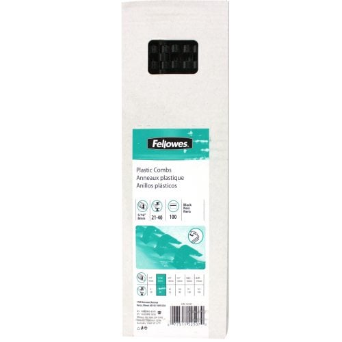 Fellowes Premium 5/16" Black Plastic Binding Combs 100pk - 52507