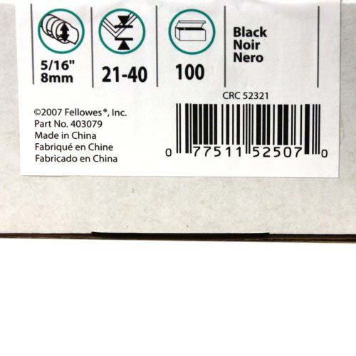 Fellowes Premium 5/16" Black Plastic Binding Combs 100pk - 52507