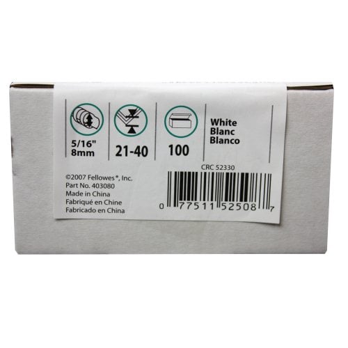 Fellowes Premium 5/16" White Plastic Binding Combs 25pk - 52330