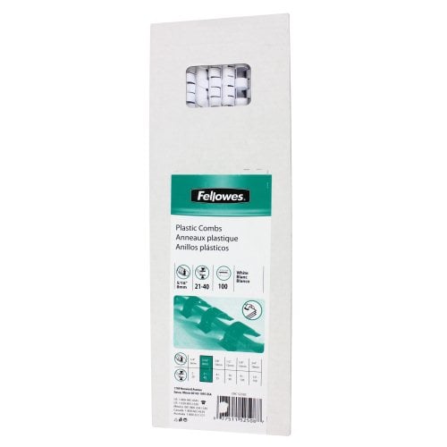 Fellowes Premium 5/16" White Plastic Binding Combs 25pk - 52330