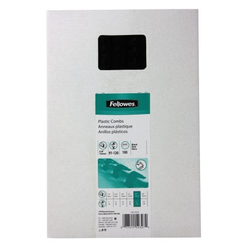 Fellowes Premium 5/8" Black Plastic Binding Combs 100pk - 52327