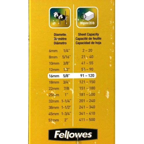 Fellowes Premium 5/8" Black Plastic Binding Combs 25pk - 52324