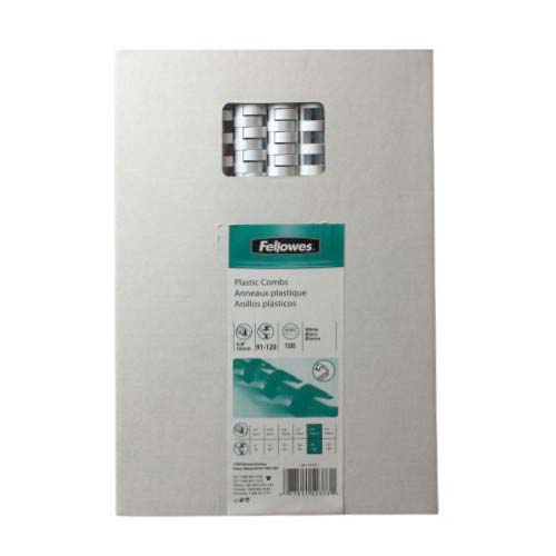 Fellowes Premium 5/8" White Plastic Binding Combs 100pk - 52373