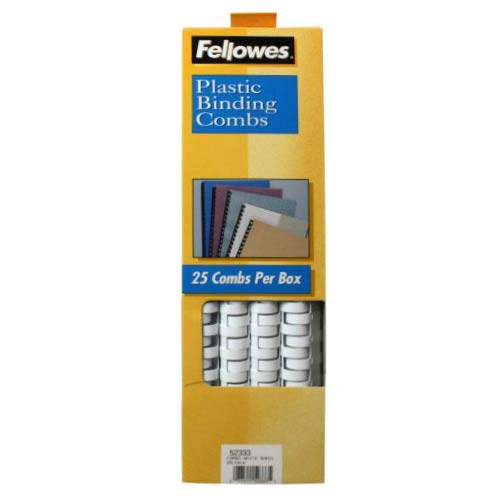 Fellowes Premium 5/8" White Plastic Binding Combs - 25pk