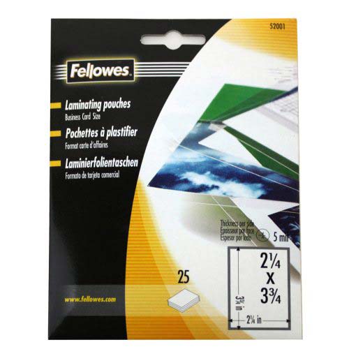 Fellowes Premium 5mil Business Card Laminating Pouches - 25pk