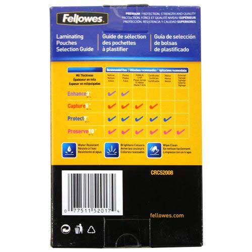 Fellowes Premium 5mil Index Card Laminating Pouches