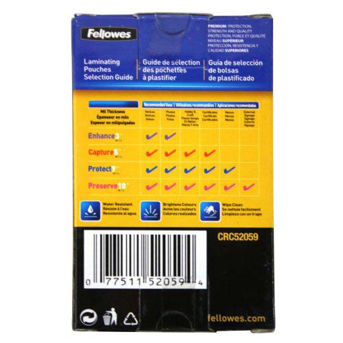 Fellowes Premium 7mil Business Card Laminating Pouches 100pk - 52059