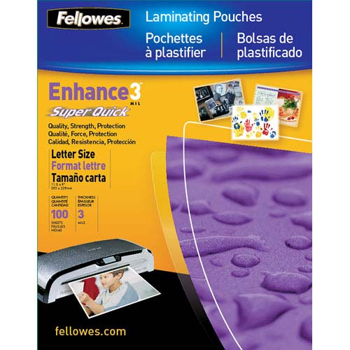 Fellowes SuperQuick Letter Size Laminating Pouches - 100pk