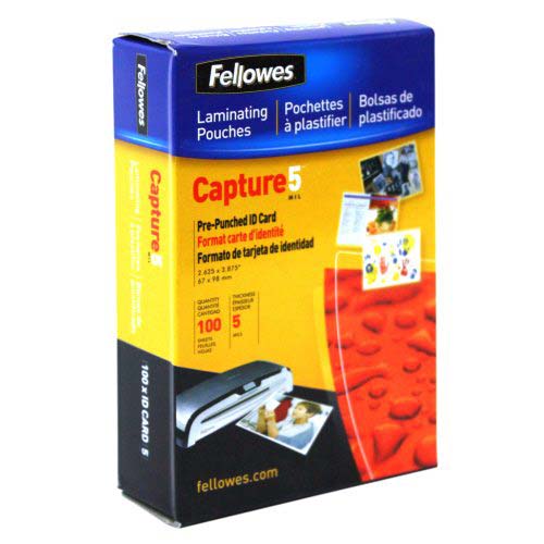 Fellowes Punched ID Card Laminating Pouches - 100pk