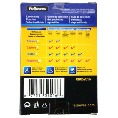 Fellowes Punched ID Card Laminating Pouches - 100pk