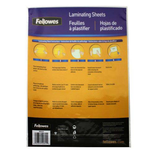 Fellowes Self Adhesive 9" x 12" 3mil Laminating Sheets 10pk - 5221501