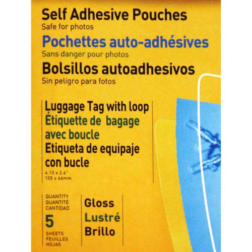 Fellowes Self Adhesive Luggage Tag Pouches with Loops 5pk - 5220301