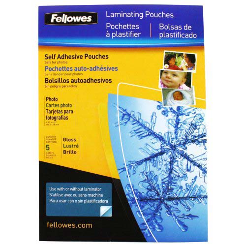 Fellowes Self Adhesive 4" x 6" Photo Size Laminating Pouches 5pk - 5220401 - Clearance Sale