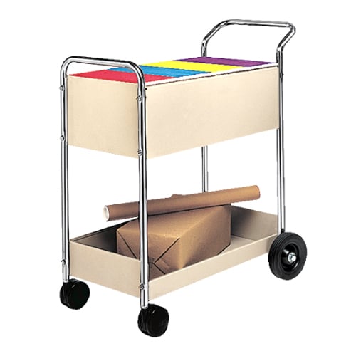 Fellowes Two-Shelf Steel Mail Cart (Chrome) - 40922