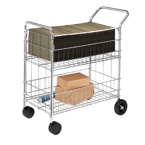 Fellowes Two-Shelf Wire Mail Cart (Chrome) - 40912