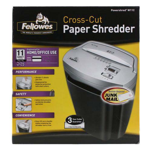 Fellowes Powershred W-11C Deskside Cross Cut Paper Shredder - 3103201