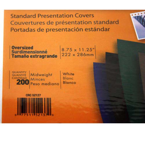 Fellowes White Grain Oversize Binding Covers 200pk - 52137