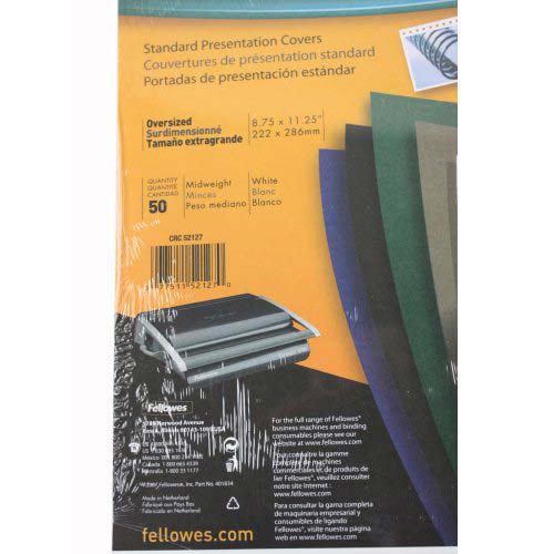 Fellowes White Grain Oversize Binding Covers - 50pk