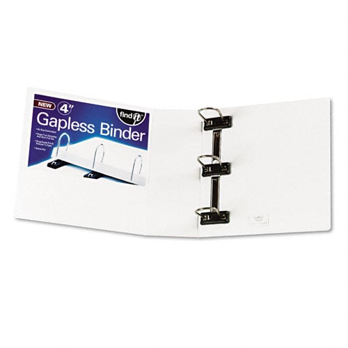 Find-It Gapless Loop 4" White 3-Ring View Binder - 1pk