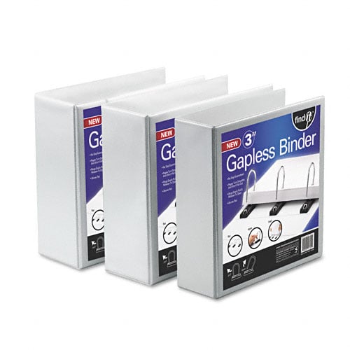 Find-It Gapless Loop 5" White 3-Ring View Binder - 1pk