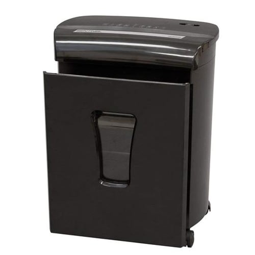 Sentinel FM101P Black 10-Sheet Level P-4 Micro-Cut Paper Shredder with Pullout Bin