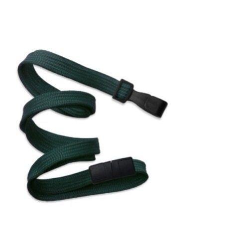 Forest Green Flat Braid Break-Away Lanyard with Wide Hook - 100pk