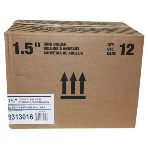 GBC 1-1/2" D-Ring Standard White Clear View Binder 12pk - 8313016