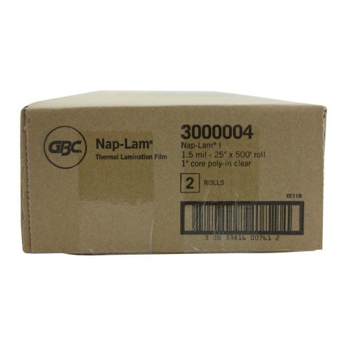25" x 500' 1.5mil GBC NAP-LAM I Laminating Film (Gloss, 1" Core) - 1 Roll - 3000004