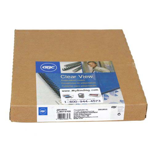 GBC 10mil 9" x 11" Comb Punched Clear View Covers 100pk - 2001801