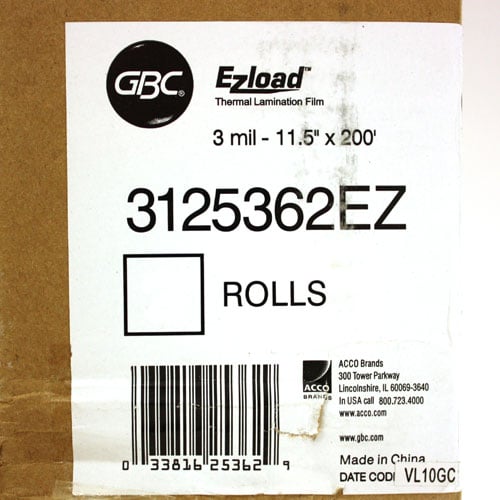 GBC 3mil 11.5" x 200' NAP II Sprint EZload Roll Film 2pk - 3125362EZ