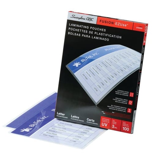 GBC Swingline EZUse 3mil Letter Size Thermal Laminating Pouches 100pk - 3745003