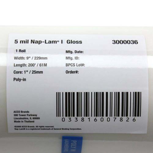 GBC 5.0 Mil Clear NAP-LAM I 9" x 200' - 3000036