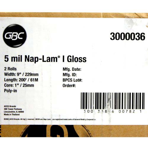 GBC 5.0 Mil Clear NAP-LAM I 9" x 200' - 3000036