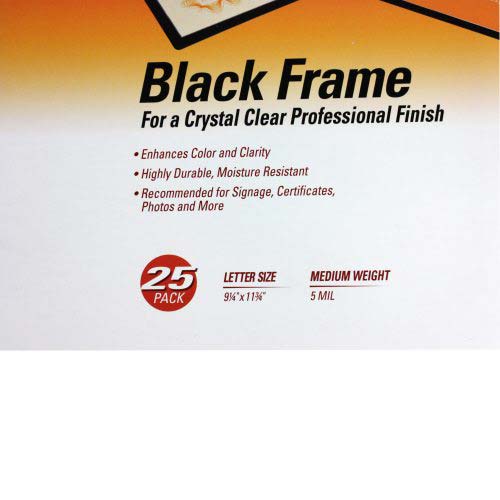 GBC HeatSeal Ultra Clear 5mil Black Framed Letter Size Laminating Pouches 25pk - 3747190