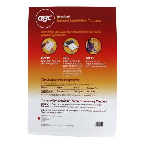 GBC HeatSeal Ultra Clear 5mil Black Framed Letter Size Laminating Pouches 25pk - 3747190