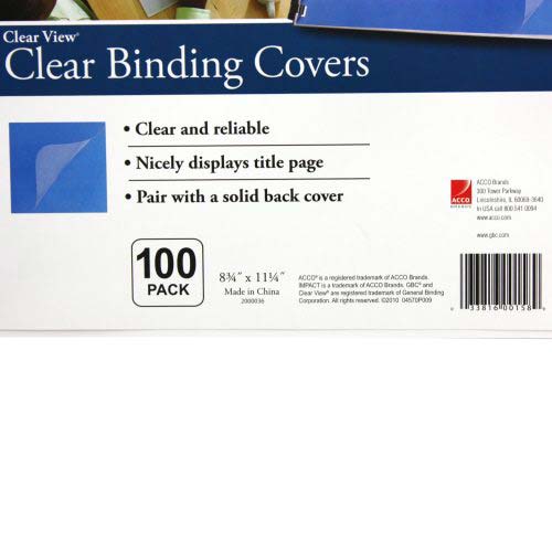 GBC 7mil 8.75" x 11.25" Clear View Covers 100pk - 2000036