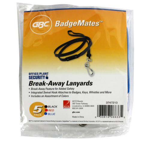 GBC Badgemates Assorted Breakaway Lanyards 5pk - 3747213