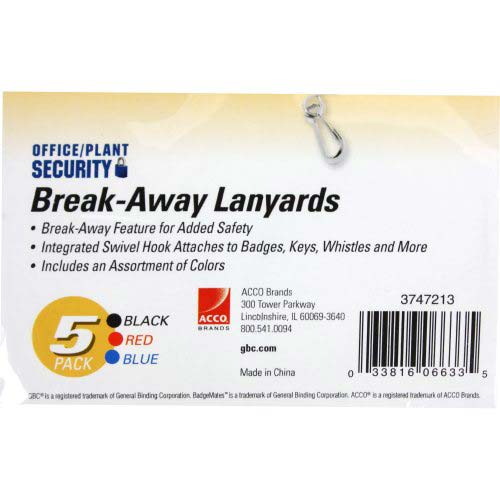 GBC Badgemates Assorted Breakaway Lanyards 5pk - 3747213