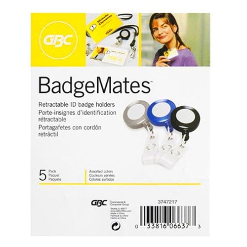 GBC BadgeMates Assorted Retractable Badge Reels 5pk - 3747217