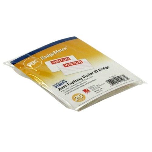 GBC Badgemates Auto-Expiring Visitor ID Badge - 25pk