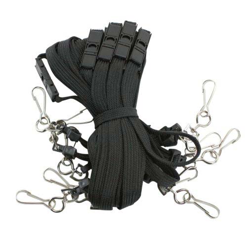GBC Badgemates Black Breakaway Lanyards with Swivel Hook- 8pk