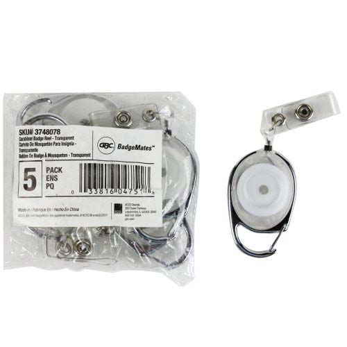GBC Badgemates Clear Carabiner Badge Reels 10pk - 3748079