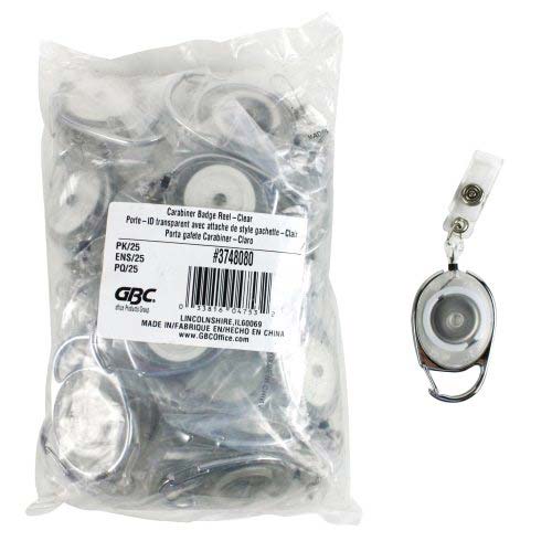 GBC Badgemates Clear Carabiner Badge Reels 25pk - 3748080