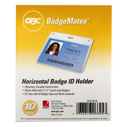 GBC Badgemates Clear Horizontal Badge Holders 10pk - 3747219