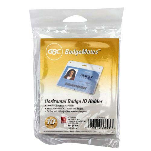 GBC Badgemates Clear Horizontal Badge Holders 10pk - 3747219