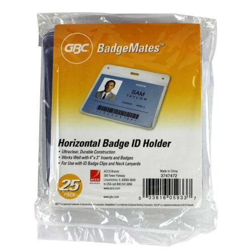 GBC Badgemates Clear Horizontal Badge Holders