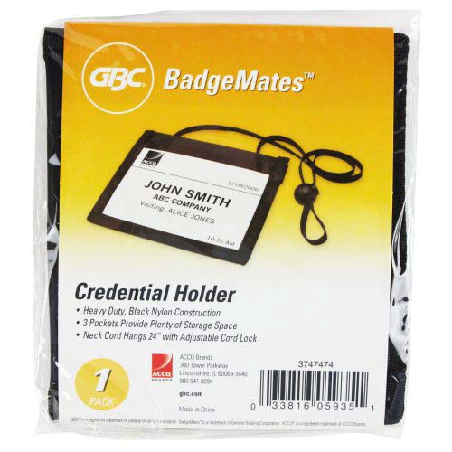 GBC Badgemates Credentials Holder Black 1pk - 3747474