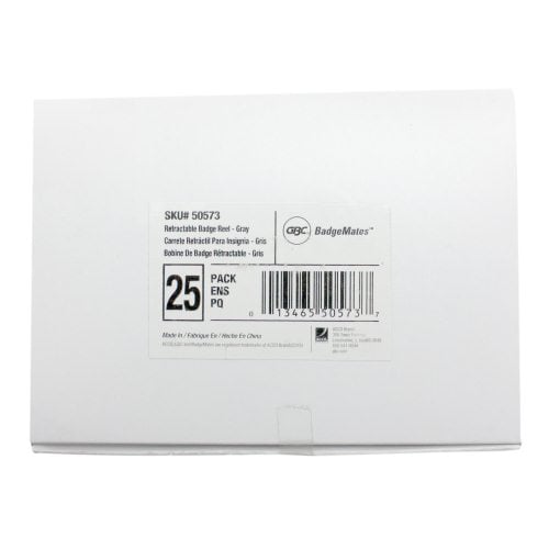 GBC Badgemates Grey Retractable Badge Reel 25pk - 50573