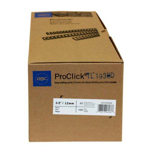 GBC Black 1/2" Proclick Spines 100pk - 2514703