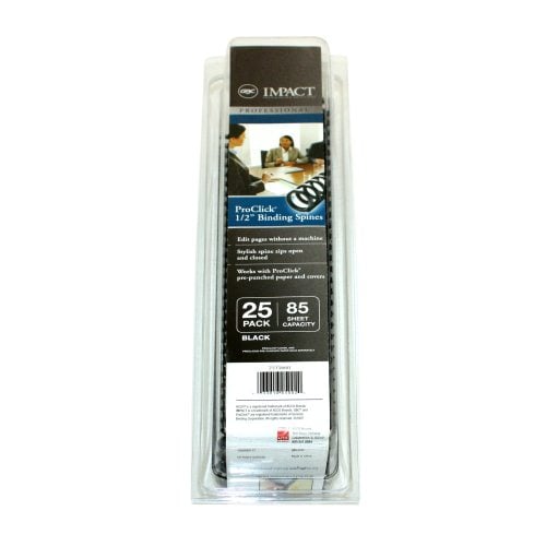 GBC Black 1/2" Proclick Spines 25pk - 2515660